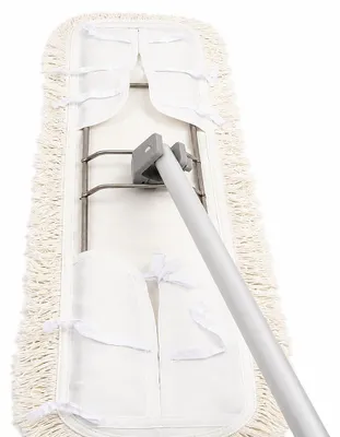 Produktbild von Axis Line 160cm Edelstahl Wischmop Profi Komplettset 100% Baumwolle Parkett Edelstahl Metallklapphalter-Profi-Komplett-Set) für Bodenreinigung