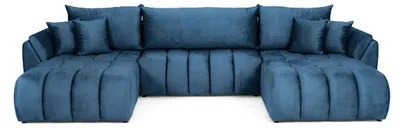 Image de Canapé d'angle en U avec fonction couchage Oti, Monolith bleu foncé (77)