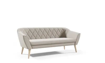 Produktbild von Sofello Sofa 3 Sitzer Beige Sitzbank Samt Holzfüße Schnelle Lieferung skandinavischer Stil - schöne Steppung