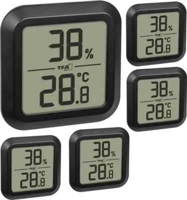 Produktbild von TFA 30.5061.01 Digitales Thermo-Hygrometer Raumklima Überwachung Kalibrierfähig Magnetbefestigung oder Einbaufähig : 5 Stück