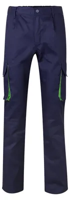 Image de Velilla 103004 : Pantalon ample avec plusieurs poches, bleu marine et vert citron, taille 46