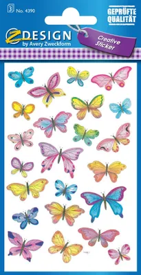 Image de Avery Zweckform® 4390 Z-Design autocollants décoratifs, papillons, 3 feuilles/69 autocollants