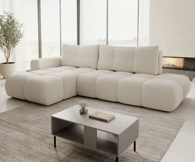 Produktbild von AX LIVING Ecksofa mit Schlaffunktion Beige – Hosio 288cm Breit Links