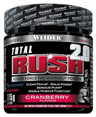 Obrázek produktu pro Weider Total Rush 2.0 375 g brusinka / Předtréninkové stimulanty / Ověřená předtréninovka s vylepšeným složením