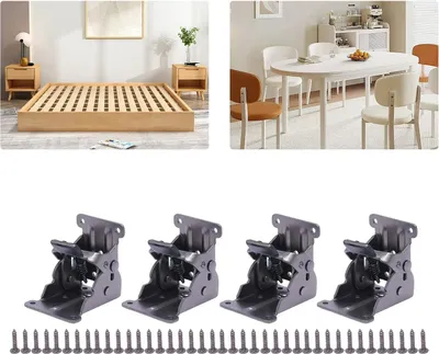 Produktbild von Selbstverriegelnde Klappkonsolen - Möbelscharnier/Stütze - 4er Set - 90° Winkel - Tragkraft 200 kg - Für Tische, Schränke, Werkbänke - Schwarz