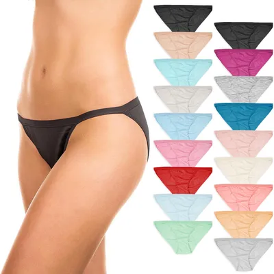 Immagine prodotto di Slip per bikini da donna, marca Sexy Basics, 100% cotone, confezione da 12 pezzi e confezione da 18 pezzi, confezione da 18 pezzi