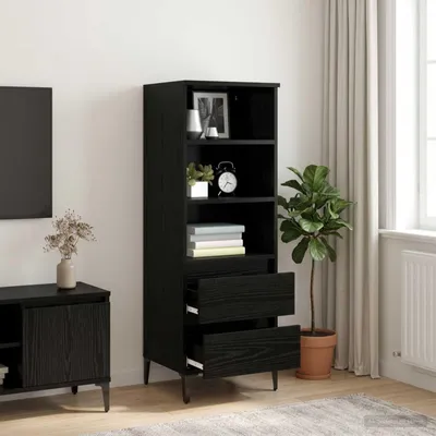 Image de vidaXL Meuble haut en bois imitation chêne noir, 40 x 36 x 110 cm