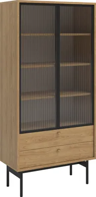 Obrázek produktu pro Selsey Olar - Vitrína se 3 policemi, efekt přírodního dřeva hickory, 85 cm