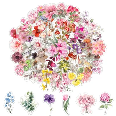 Produktbild von 150 transparente Blumen-Aufkleber für Scrapbooking und Dekoration
