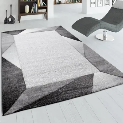 Produktbild von Paco Home Teppich Wohnzimmer moderner Kurzflor m. Bordüre u. Geometrischem 3D Muster 60x110 cm