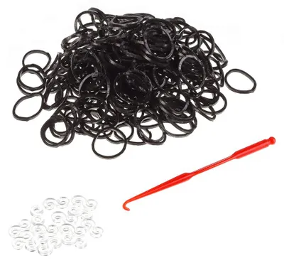 Produktbild von Mucola Loom Bänder Schwarz Neonfarben 200 Stück – DIY Gummibänder für Armbänder,