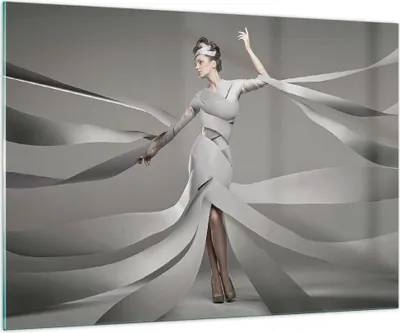 Produktbild von Bilder auf glas - Frau Modell Streifen Emotionen - 100x70cm - Glasbilder - Wandbilder - Kunstdruck - zum Aufhängen bereit - Wanddekoration aus Glas - Glas Bilder - Wandbild auf Glas - GAA100x70-2612