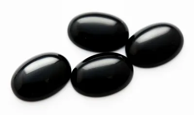 1 Hochwertiger, pechschwarzer Onyx Cabochons, 14 x 10 mm