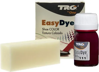 Produktbild von TRG Easy Dye Lederfarbe Bordeaux (111) – Farbauffrischung für Glattleder, 25 ml mit Auftragsschwamm