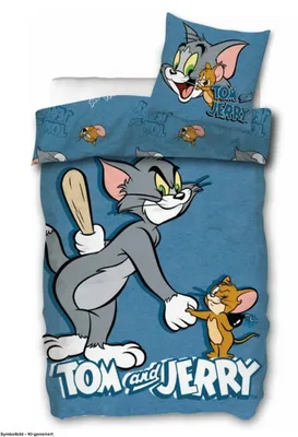 Produktbild von SkyBrands Tom und Jerry Bettwäsche 135x200 80x80 Baumwolle Kinder Set