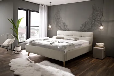 Produktbild von Meise Möbel Stauraumbett Lotte 160x200 cm | Bettkasten & Lattenrost | Webstoff Beige | Holzfuß eichefarbig