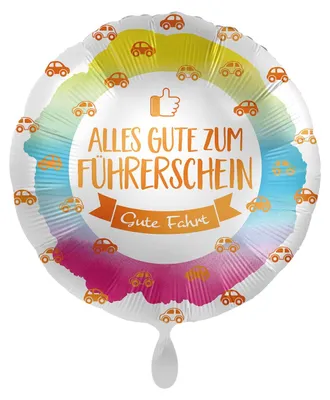 Folienballon rund 43 cm – Alles Gute zum Führerschein