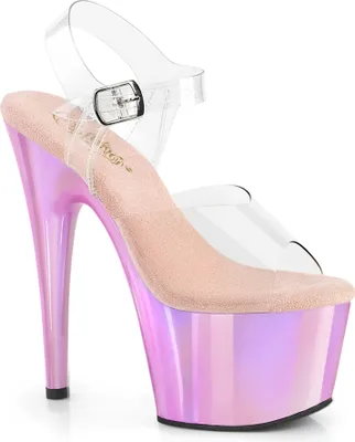 Produktbild von ADORE-708LQ Pleaser Damen Plateausandaletten fließender Farbverlauf babypink Holo