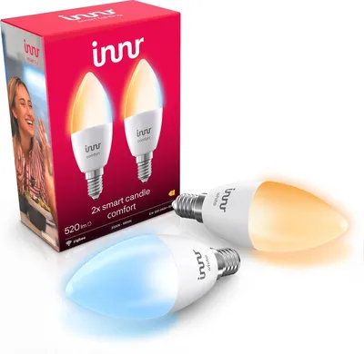 Productafbeelding van Innr smart E14 LED lamp - geschikt voor Philips Hue - Zigbee bulb - warmwit tot koelwit licht - slimme kaarslamp - dimbaar - 520 lumen - 2 pack