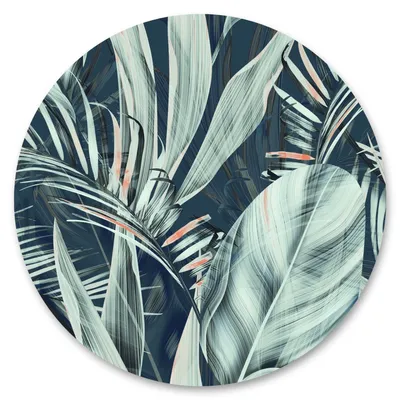 Produktbild von Sticker Kreis für Wohnzimmer Gästezimmer PFLANZEN Muster tropische Blätter 3D Natur Wandtattoo Aufkleber Wanddeko 100 cm x 100 cm