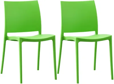 Produktbild von CLP 2er Set Gartenstühl Meton mit Lehne stapelbar wetterfest UV-beständig bis 150 kg grün