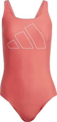 Produktbild von Adidas Big Bars Badeanzug Damen semi lucid rot weiß Gr 44