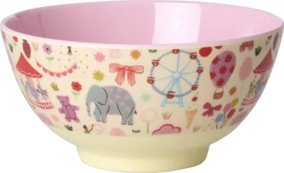 Produktbild von Rice Melamin Schüssel Pink - Fun Fair Print 700ml
