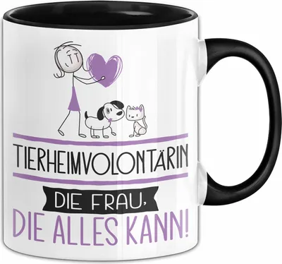 Produktbild von Tierheimvolontärin Geschenk Tasse Becher Die Frau Die Allen Kann Geschenkidee für eine Tierheimvolontärin Lustig (Schwarz)