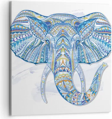 Produktbild von Bild auf Leinwand - Leinwandbild - Elefant Muster Tierwelt Afrika - 60x60cm - Wand Bild - Wanddeko - Leinwanddruck - Bilder - Kunstdruck - Wanddekoration - Leinwand bilder - Wandkunst - AC60x60-3089
