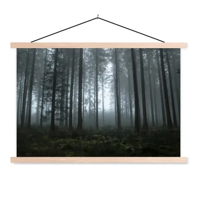 Produktbild von MuchoWow® Textilposter Wald - Licht - Nebel 60x40 cm mit holzfarbenen Rahmen - Bilder