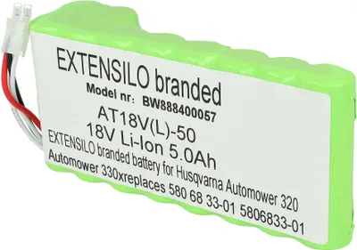 Produktbild von EXTENSILO Akkupack Ersatz für Husqvarna 5806833-03, 5806833-01, 5806833-02 für Rasenroboter (5000mAh 18V Li-Ion)