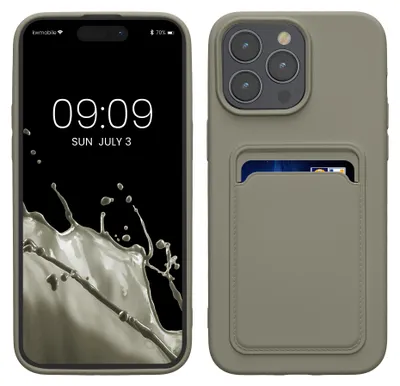 Produktbild von kwmobile Handyhülle für Apple iPhone 15 Pro Max Hülle mit Kartenfach - TPU Case - Kabelloses Laden - Schutzhülle Cover in Hellgrau matt