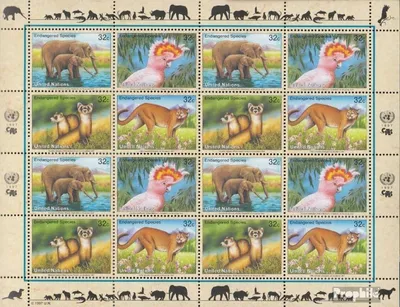 Produktbild von Briefmarken UNO - New York 1997 Mi 732-735 Kleinbogen (kompl.Ausg.) postfrisch Gefährdete Tiere