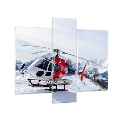 Produktbild von Bilder auf glas - Hubschrauber Berge Gipfel Winter - 95x80cm - Glasbilder - Wandbilder - Kunstdruck - zum Aufhängen bereit - Wanddekoration aus Glas - Glas Bilder - Wandbild auf Glas - GCB95x80-1572