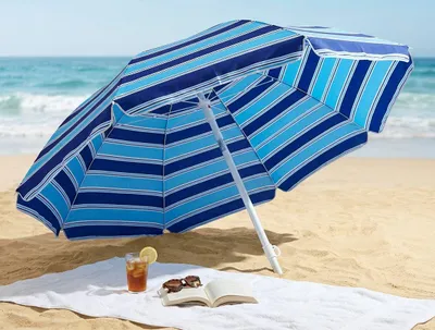 Immagine prodotto di Milani Home - ombrellone da spiaggia diametro 2 m con palo centrale in acciaio, telo in poliestere multicolor, inclinabile, per mare, piscina e campeggio