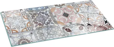 Obrázok produktu pre Sklenený podlahový panel 125x50 cm - Krbový panel zo skla - Krbový panel zo skla - Ochranné sklo - Ochranný panel proti iskrám - Sklenený podlahový panel protipožiarny - Ochranný panel proti teplu - Ochrana podlahy zo skla - Mozaikový vzor v dlaždiciach