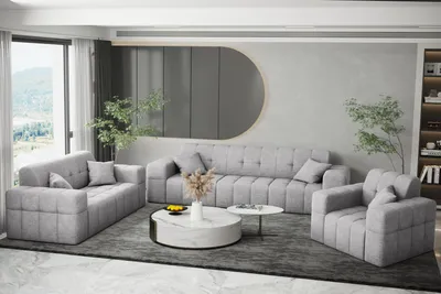 Produktbild von Kaiser Möbel Sofagarnitur 3 + 2 + 1 Couchgarnitur serie NIMES stilvol viele farben Grau