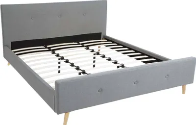 Produktbild von Polsterbett MCW-J98, Bett Doppelbett Bettgestell mit Lattenrost, Massivholz  180x200cm grau