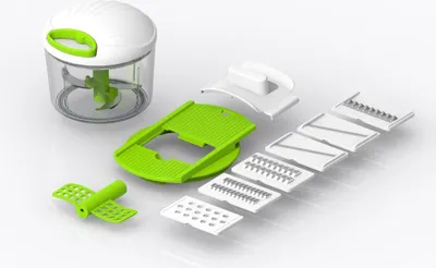 A multi-cutter set with various attachments, displayed on a white background.