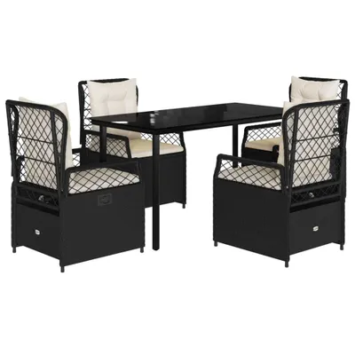 Produktbild von vidaXL 5-tlg. Garten-Essgruppe mit Kissen Schwarz Poly Rattan