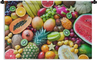 Produktbild von MuchoWow® Wandteppich Wandbehang Obst - Ananas - Tropisch 90x60 cm Tapisserie Dekoration Wandtuch - Wandskulpturen - Bildteppich