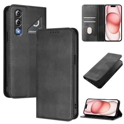 Obrázek produktu pro Pouzdro pro ZTE nubia Neo 5 Pro, vintage kožené pouzdro s RFID ochranou, přihrádkami na karty, stojánkem Černý