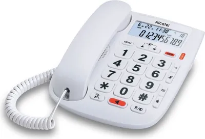 Produktbild von Alcatel TMAX 20, Analoges/DECT-Telefon, Kabelgebundenes Mobilteil, Freisprecheinrichtung, 10 Eintragungen, Anrufer-Identifikation, Weiß