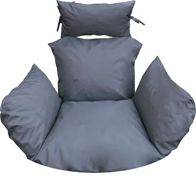 Produktbild von Hängesessel Kissen, Polster für Polyrattan / Rattan Hängeschaukel, Hängekorb, Schaukel Korb, Nur Kissen, Rückenkissen - dunkelgrau