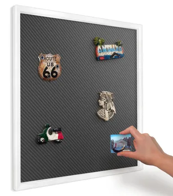 Produktbild von Magnettafel 50x50 cm mit weißem Rahmen - Magnetische Metalltafel, Magnetpinnwand zur Wandmontage für Wohnzimmer, Küche, Flur, Kinderzimmer und Büro - Geometrische Textur
