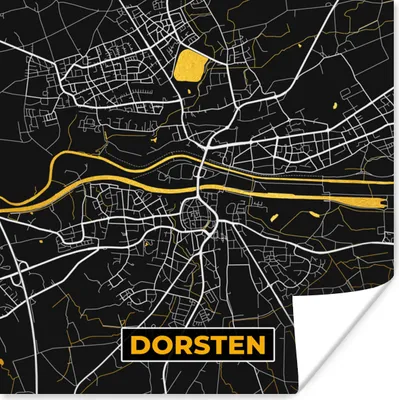 Produktbild von MuchoWow® Poster Dorsten - Karte - Deutschland - Karte - Gold 100x100 cm - Babyzimmer