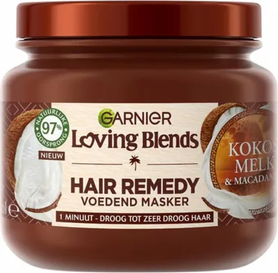Immagine prodotto di Garnier - Loving Blends - Maschera per capelli - Latte di cocco e Macadamia - Capelli da normali a secchi - 340 ml - 1 pezzo
