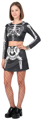 Immagine prodotto di Costume sexy da scheletro per donna, 2 pezzi, bianco e nero - L