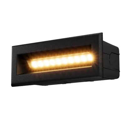 Zdjęcie produktu dla Lampa schodowa LED, kinkiet, IP65, metal, czarny, L 13,7 cm
