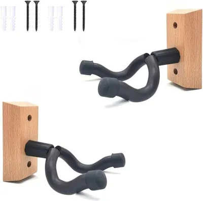 Immagine prodotto di Portachitarra elettrico standard da parete - Universale per chitarra e banjo - Portachitarra in legno da parete con pedali
